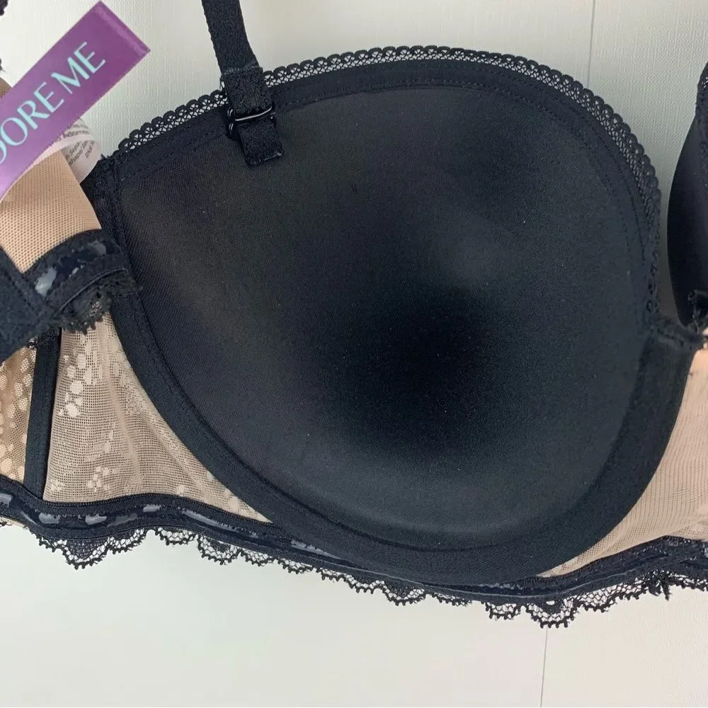NWT Adore me black Lugo plus Contour strapless contour balconette bra size 38C